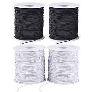 Elastic String for Bracelets Jewelry Making Beading Cord 1mm 4 Rolls Black White